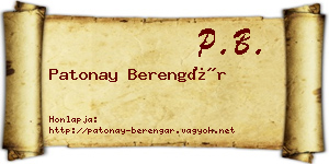 Patonay Berengár névjegykártya